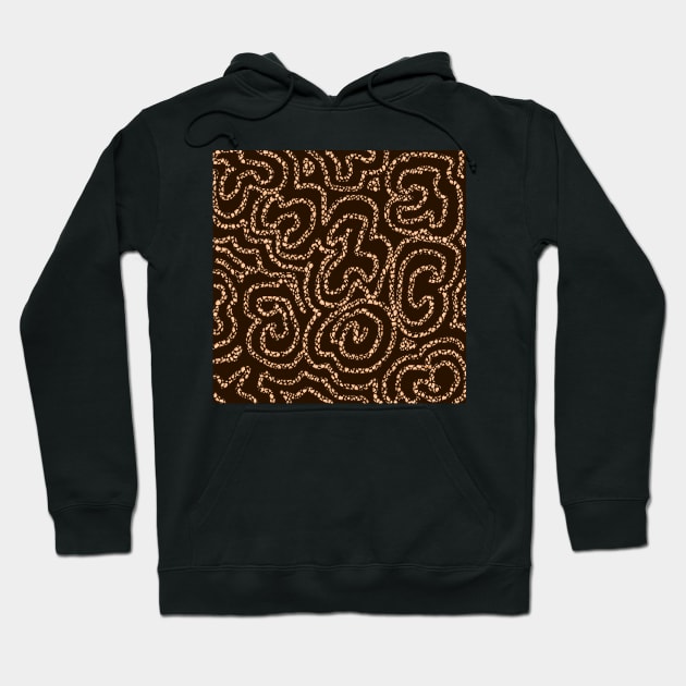 Textured Beige Doodle on Brown Abstract Hoodie by Klssaginaw